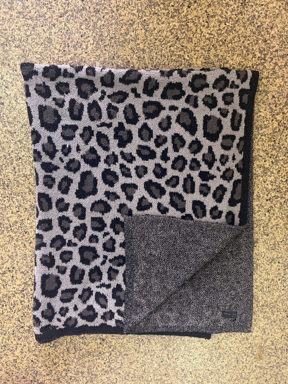 Barefoot Dreams Gray and Black Leopard Print Throw Blanket